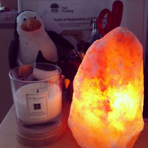 Oh yes, thought I would also share my Himalayan salt lamp with you!